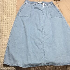 Casual Light Blue A-Line Denim Skirt